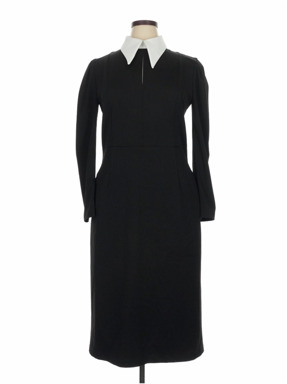 Julia Allert Black Long-Sleeve Midi Dress with White Collar - Picture 6 of 8
